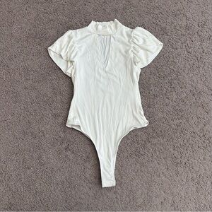 Honey Punch Short Sleeve Ribbed One Piece Bodysuit Womens M
